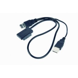 CABLU USB GEMBIRD adaptor, USB 2.0 (T) la slim S-ATA (T), 50cm, pt. SSD, DVD, cu USB suplimentar pt. extra power, negru, "A-USATA-01" (timbru verde 0.08 lei)