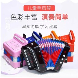 Acordeon Pentru Copii, Flippy, Acordeon Jucarie pentru Educatie Timpurie, 7 butoane 2 bass, Acordeon Instrument Muzical pentru Copii, 18 x 17 x 10 cm, Rosu