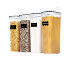 Set 4 Recipiente din Plastic, Flippy, pentru Alimente/Obiecte, Inchidere Ermetica, 4 x 2.8l, Transparent