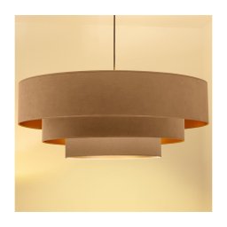 Brilagi - Lustră suspendată pe cablu LUNETA, 3 x E27, max. 60 W, 230 V, Ø 80 cm, bej/auriu