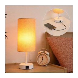 Brilagi - Lampă de birou TABLON cu port USB, 1xE27/25W/230V, alb/bej