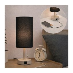 Brilagi - Lampă de masă TABLON cu port USB, 1xE27/25W/230V, bej/negru