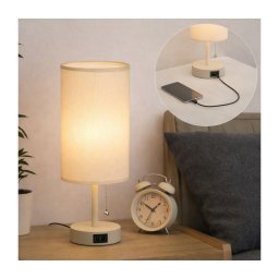 Brilagi - Lampă de masă TABLON cu port USB, 1xE27/25W/230V, bej/crem