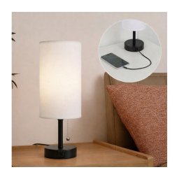 Brilagi - Lampă de birou TABLON cu port USB 1xE27/25W/230V negru/alb
