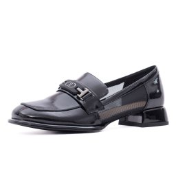 Pantofi vara dama din piele naturala lacuita, Epica V723A149-641D-N377 01-Z, negru