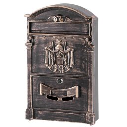 Cutie postala din aluminiu, bronz antichizat, 26x9x41 cm, cu încuietoare