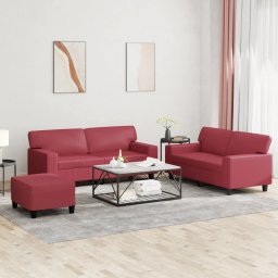 Set de canapele, 2 piese, rosu vin, piele ecologica GartenMobel Dekor