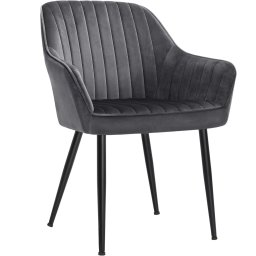 Scaun living Songmics din catifea gri, tapitat, cu cotiere