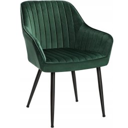 Scaun living Songmics din catifea verde cu cotiere, 120 kg, 62,5x60x85 cm