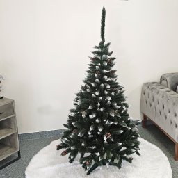 Brad artificial de Craciun Danemark 150 cm, cu zapada si conuri