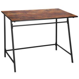 Birou industrial cu cadru metalic si blat maro, 100x50x76 cm