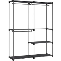 Dulap de haine portabil Songmics cu 3 bare si rafturi, 138x43x182 cm, negru
