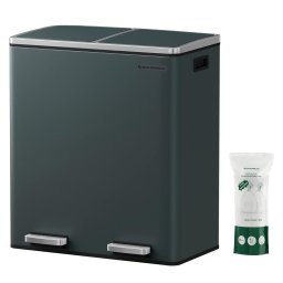 Cos de gunoi Songmics pentru colectare selectiva, inox, 2x30L, gri inchis
