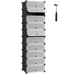 Dulap pentru pantofi modular SONGMICS, 10 compartimente, negru, 43x31x173 cm