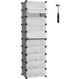 Dulap de pantofi modular Songmics, 10 compartimente, configurabil, gri