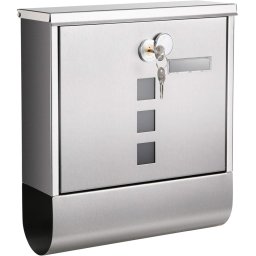 Cutie postala de exterior Songmics din otel, pentru gard sau perete, argintie 31x10x33 cm