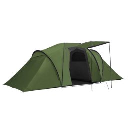 Cort camping impermeabil 4 persoane, 2 camere si hol, verde, 460x245x200 cm