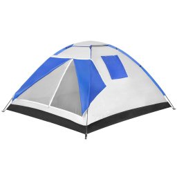 Cort de plaja si camping impermeabil cu protectie UV, 4 locuri, gri-albastru