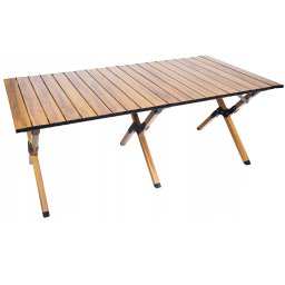 Masa de camping pliabila din aluminiu, montare rapida, 118x60x45 cm, maro