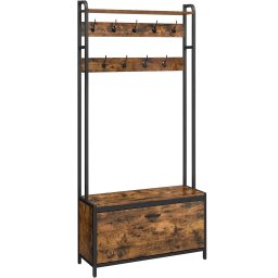 Cuier de hol cu dulap pentru pantofi VASAGLE, stil industrial, maro rustic