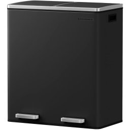 Cos de gunoi Songmics din inox, colectare selectiva 2x30L, negru