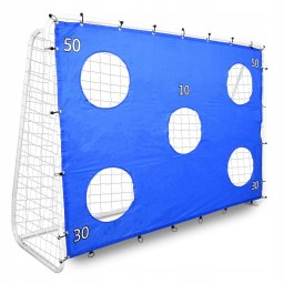 Poarta de fotbal din otel 170x240 cm cu tinta de antrenament, albastra