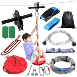 Set tiroliana pentru copii cu cablu de otel 30 m si capacitate 120 kg