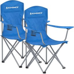 Set 2 scaune pliabile camping si pescuit Songmics, 150 kg, albastre