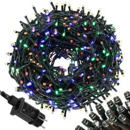 Instalatie lumini brad Craciun 17,5 m, 300 LED, 8 functii, multicolor