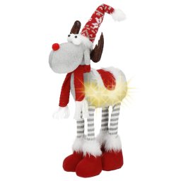 Figurina decorativa ren de Craciun cu LED si picioare telescopice, 61 cm