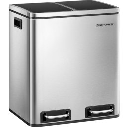 Cos de gunoi reciclare Songmics din inox, 2 compartimente, 2x15L