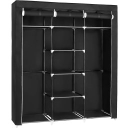 Garderoba textila SONGMICS cu 2 bare si rafturi, 150x45x175 cm, neagra