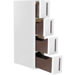 Dulap îngust SONGMICS cu 4 sertare si roti, 45x17x84 cm, alb