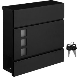 Cutie postala de exterior Songmics, otel zincat, neagra, 37 x 10,5 x 37 cm