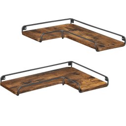 Set 2 rafturi de colt plutitoare VASAGLE, stil industrial, maro rustic