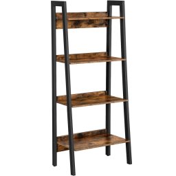 Biblioteca tip scara VASAGLE cu 4 polite, stil industrial, maro rustic