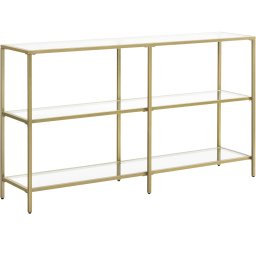Masa consola VASAGLE aurie cu 3 niveluri, sticla securizata, 130 cm