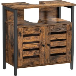 Dulap baie baza lavoar VASAGLE, 2 usi, 2 rafturi, 60x30x60 cm, maro rustic
