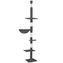Ansamblu de joaca pentru pisici, reglabil pana la tavan, 240-265 cm, gri inchis