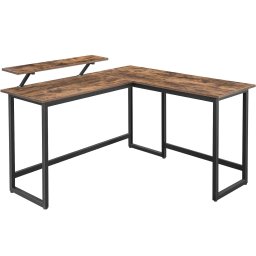 Birou de colt Vasagle in forma de L cu suport monitor, maro rustic