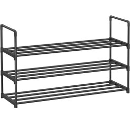 Suport pentru pantofi Songmics metalic, 3 niveluri, 12-15 perechi, negru