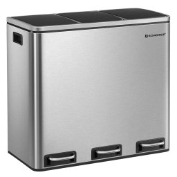 Cos de gunoi reciclare SONGMICS din inox, 3 compartimente 3x18L