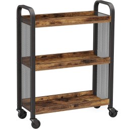 Carucior de bucatarie VASAGLE cu 3 polite si roti, maro rustic