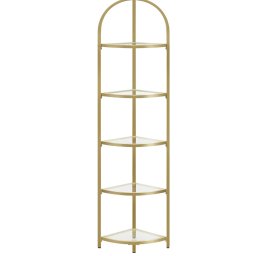 Raft de colt VASAGLE cu 5 rafturi din sticla securizata, auriu, 158 cm