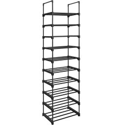 Raft pantofi metalic Songmics, 10 niveluri, modular, 30x45x174 cm, negru