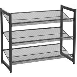 Raft pentru pantofi metalic SONGMICS, 3 niveluri reglabile, negru, 74 cm
