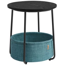 Masuta de cafea rotunda Vasagle cu cos textil, 45x50 cm, negru