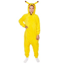 Pijama salopeta pentru copii Pikachu, calduroasa, 130-140 cm