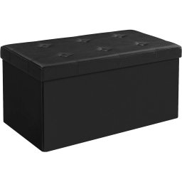 Taburet pliabil Songmics cu spatiu de depozitare 80L, negru, 76 cm