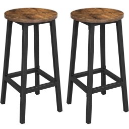 Set 2 scaune de bar VASAGLE, 65 cm, stil industrial, maro rustic